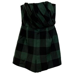 Dior 2019 Black & Green Plaid bustier corset romper jumpsuit shorts FR 36
